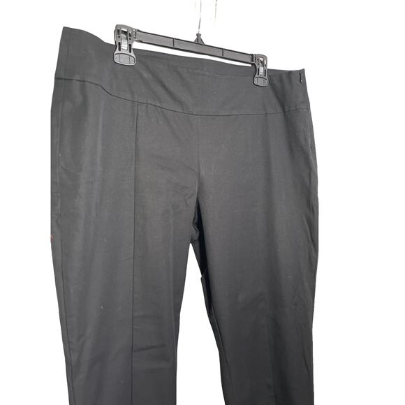 Eileen Fisher Black Organic Cotton Stretch Ankle Pants L | Side Zip Slim Leg - Picture 5 of 7